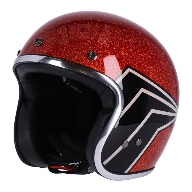 13 1/2 Skull Bucket Helmet, Flake Amber Open Face Helmet 13 And A Half Company