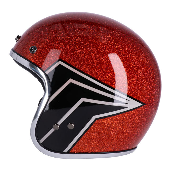 13 1/2 Skull Bucket Helmet, Flake Amber Open Face Helmet 13 And A Half Company