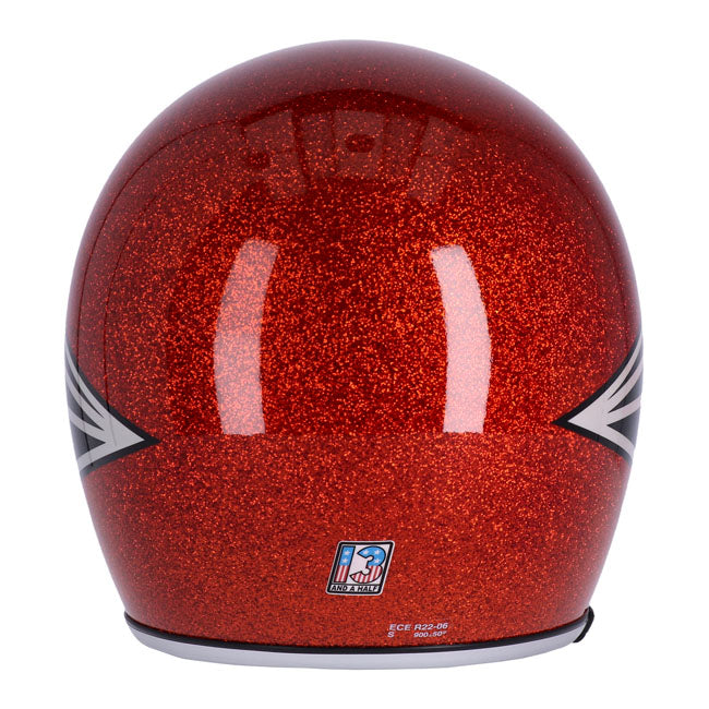 13 1/2 Skull Bucket Helmet, Flake Amber Open Face Helmet 13 And A Half Company