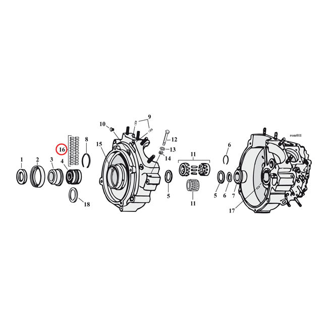 Pinion Shaft (Right Side) Crankcase/Wheel Rollers, +.0002" Rollers Mcs