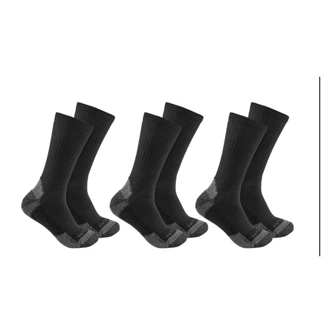 Carhartt Cotton Blend Crew Sock 3 Pack Black Socks Carhartt