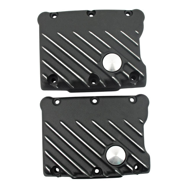 Emd, Twin Cam Snatch Rocker Cover Set. Black Cut Rocker Covers Emd