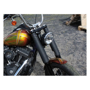 Emd, Bombshell 49 Upper Fork Tube Covers. Black Cut Fork Covers Emd