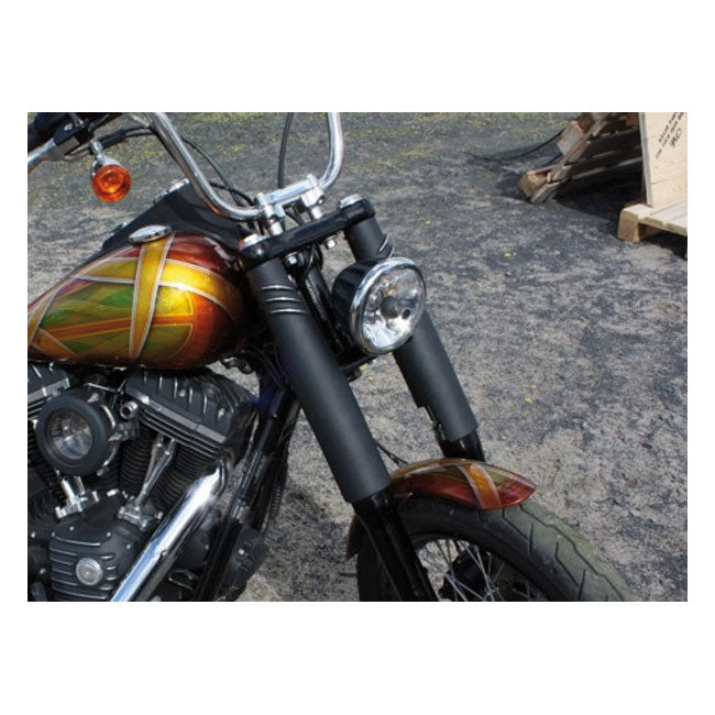 Emd, Bombshell 49 Upper Fork Tube Covers. Black Cut Fork Covers Emd