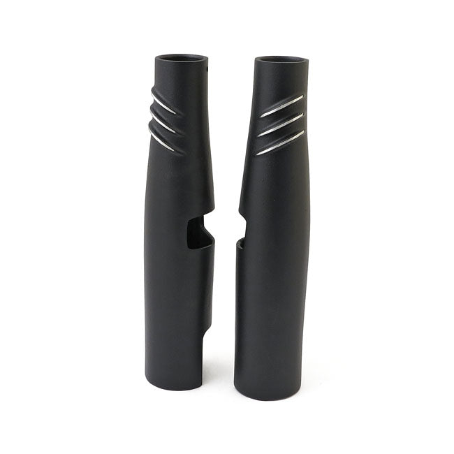 Emd, Bombshell 49 Upper Fork Tube Covers. Black Cut Fork Covers Emd