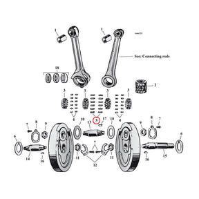 Pinion Shaft (Right Side) & Long Conrod Rollers, Std Rollers Mcs