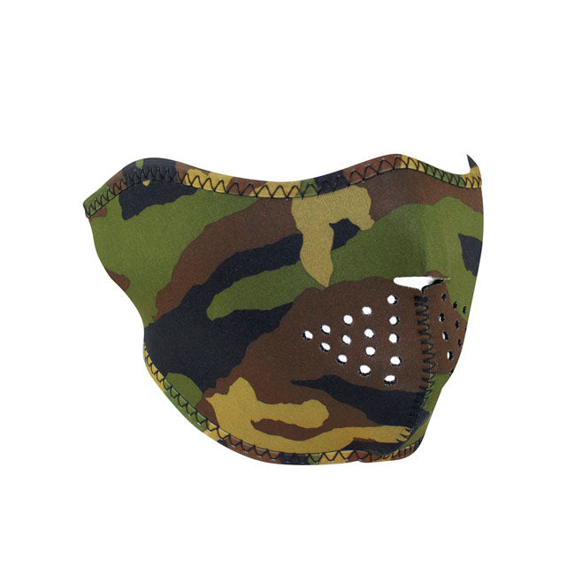 ZANheadgear Half Mask neoprene woodland camo Face Masks Zan Headgear
