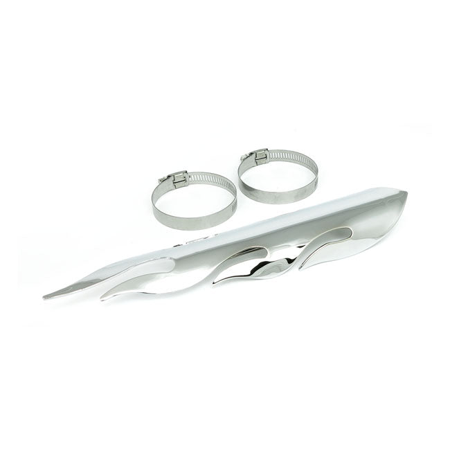 Flamed Heat Shield Set 12" Long Chrome Exhaust Heat Shields Mcs
