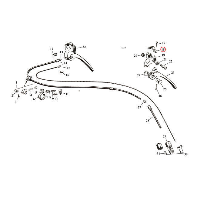Clamp, Brake Lever Bracket Cable Misc Samwel