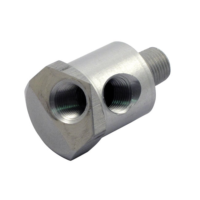 Dual Oil Pressure Gauge Adapter. Clear Aluminum Oil Gauge Fittings Mcs