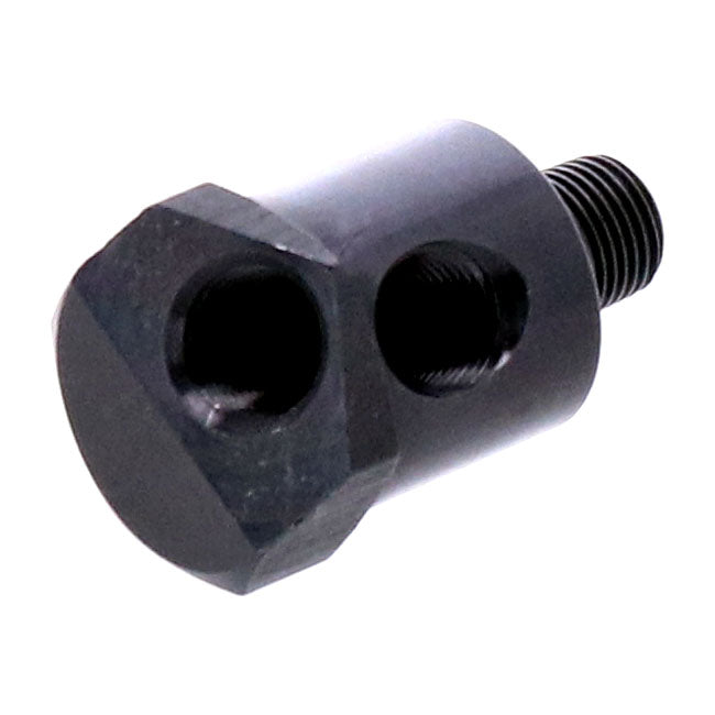 Dual Oil Pressure Gauge Adapter. Black Aluminum Oil Gauge Fittings Mcs