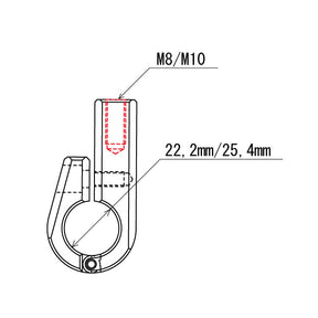 Daytona, universal bracket. Top mount. 7/8" ID, M8 thread Handlebar Misc Daytona