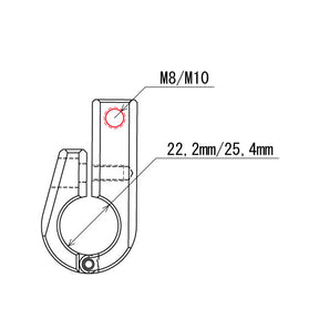 Daytona, universal bracket. Side-mount. 7/8" ID. M8 thread Handlebar Misc Daytona
