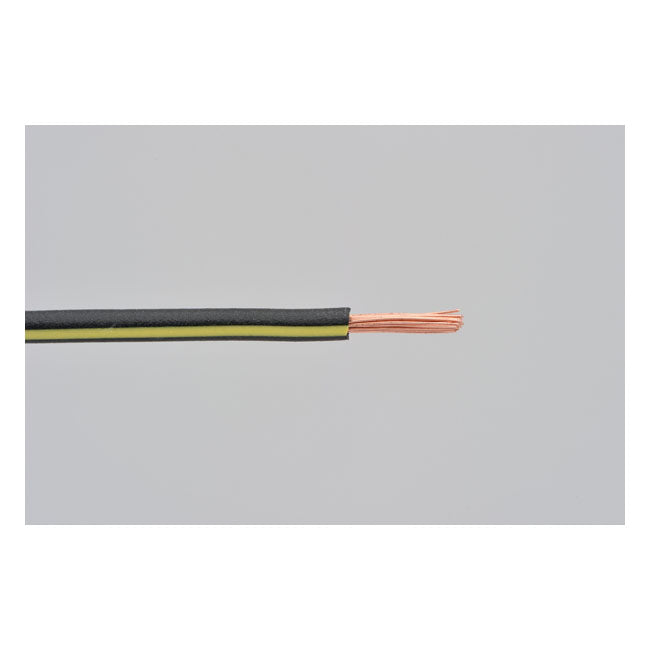 Electrical Wire. 2 Meter 0.75sq. Black/Yellow Wiring Mcs