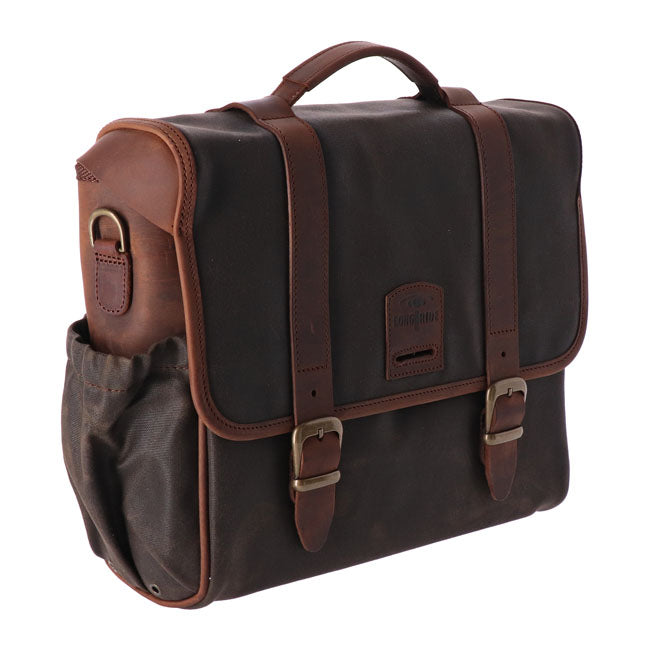 Longride, Click On Classic Saddlebag Waxed Cotton. Khaki Touring Luggage Longride