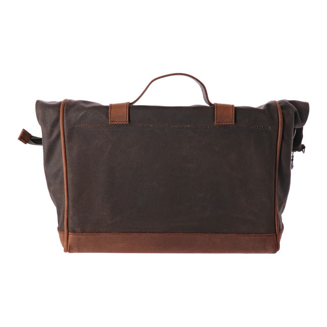 Longride, Click On Old Chopper Saddlebag Waxed Cotton. Khaki Touring Luggage Longride