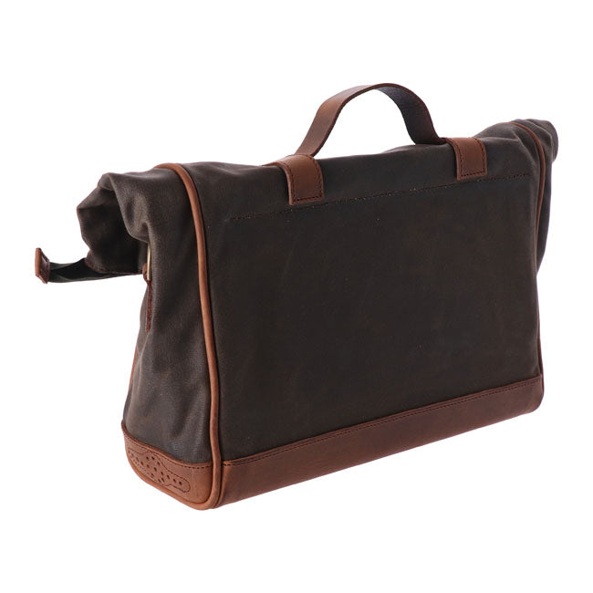 Longride, Click On Old Chopper Saddlebag Waxed Cotton. Khaki Touring Luggage Longride