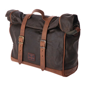 Longride, Click On Old Chopper Saddlebag Waxed Cotton. Khaki Touring Luggage Longride