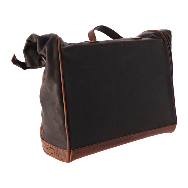 Longride, Click On Old Chopper Saddlebag Waxed Cotton. Khaki Touring Luggage Longride