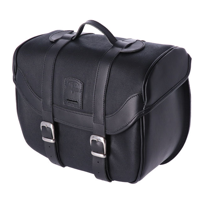 Longride, Click On Retro Saddlebag Waxed Cotton. Black Touring Luggage Longride