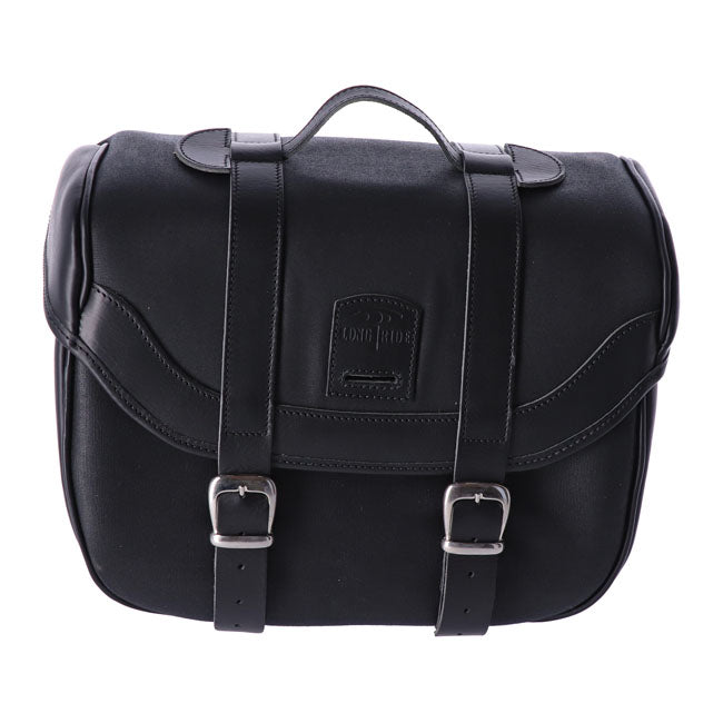 Longride, Click On Retro Saddlebag Waxed Cotton. Black Touring Luggage Longride