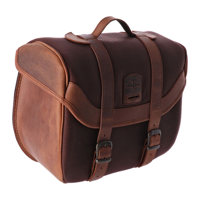 Longride, Click On Retro Saddlebag Waxed Cotton. Brown Touring Luggage Longride