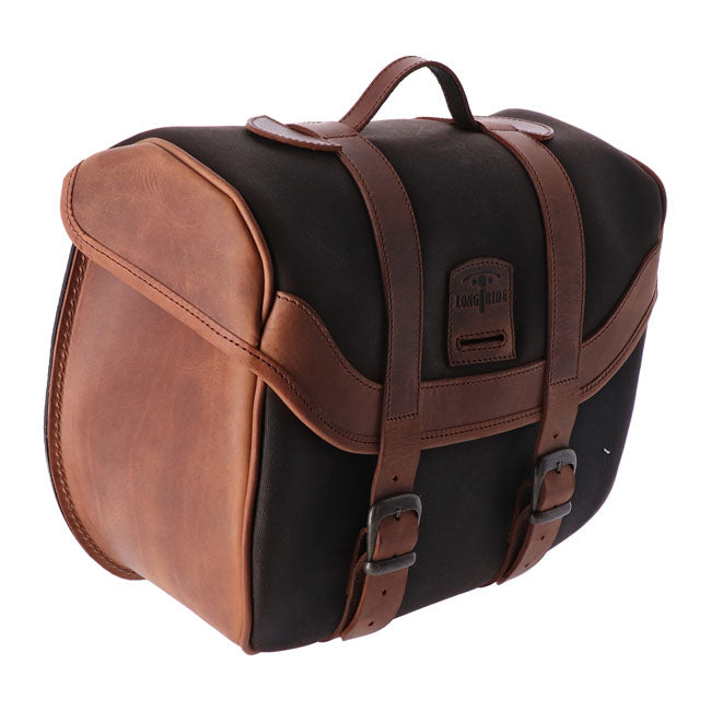 Longride, Click On Retro Saddlebag Waxed Cotton. Khaki Touring Luggage Longride