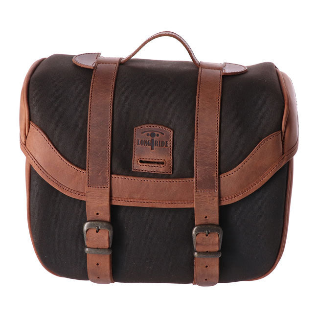 Longride, Click On Retro Saddlebag Waxed Cotton. Khaki Touring Luggage Longride