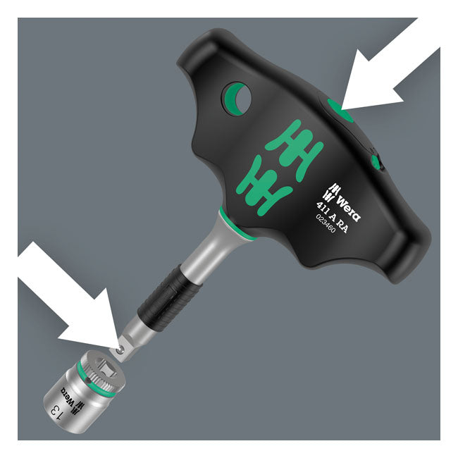 Wera, Kraftform Kompact 400 RA. 1/4" drive. US sizes T-Handles Wera