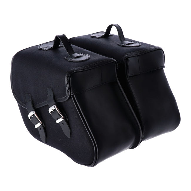 Longride, Heritage Waxed Cotton Saddlebags. Black Touring Luggage Longride