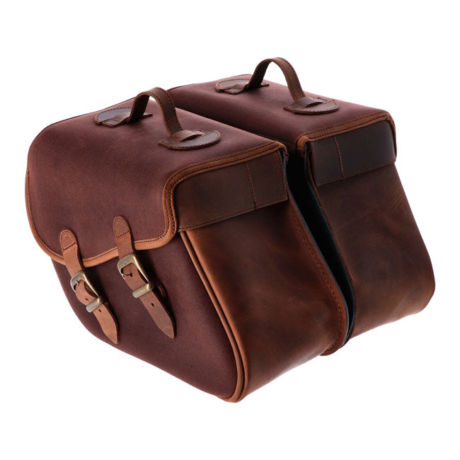 Longride, Waxed Cotton Saddlebags. Brown Touring Luggage Longride