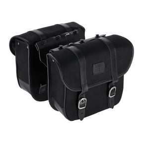 Longride, Throw Over Saddlebags Waxed Cotton. Black Touring Luggage Longride