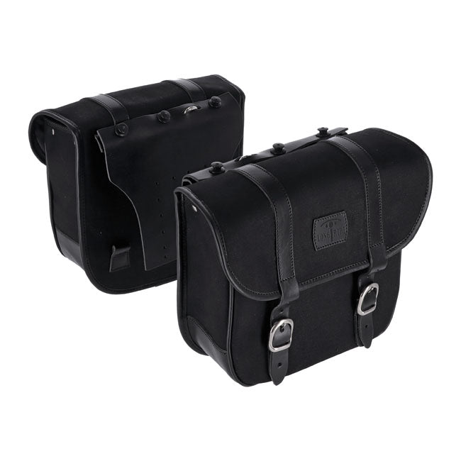 Longride, Throw Over Saddlebags Waxed Cotton. Black Touring Luggage Longride
