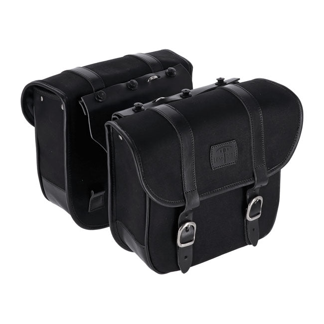 Longride, Throw Over Saddlebags Waxed Cotton. Black Touring Luggage Longride