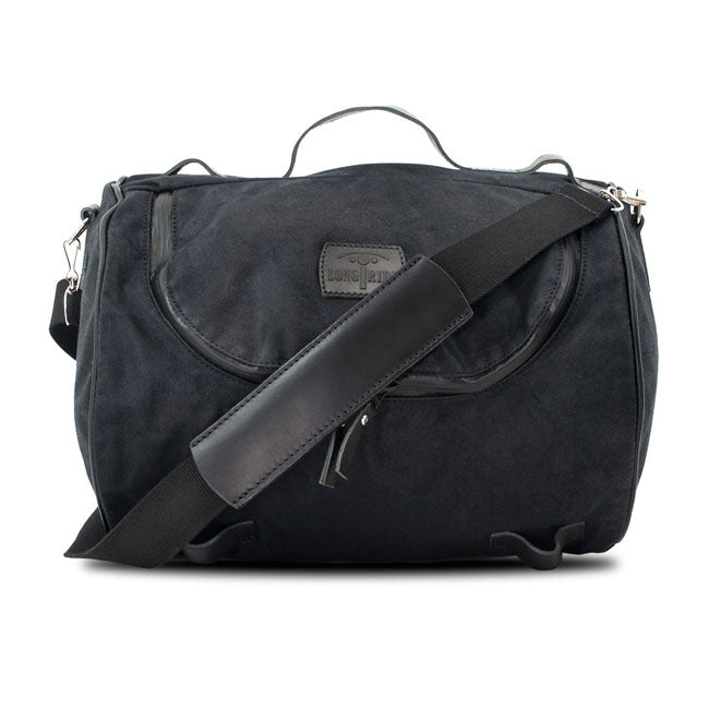 Long Ride, Roll Bag Waxed Cotton Narrow. Black Touring Luggage Longride