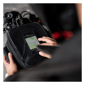 Longride, Heritage Waxed Canvas Tank Bag. Black Touring Luggage Longride