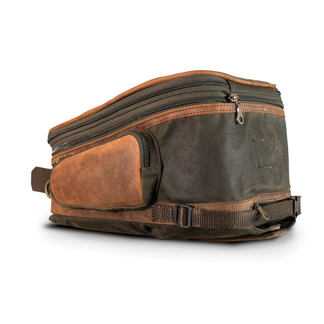 Longride, Heritage Waxed Canvas Tank Bag. Khaki Touring Luggage Longride