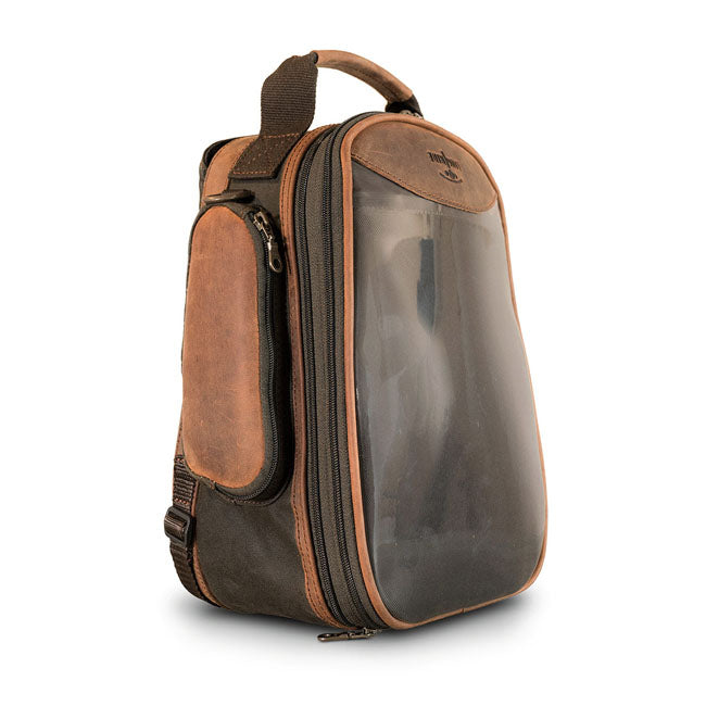 Longride, Heritage Waxed Canvas Tank Bag. Khaki Touring Luggage Longride