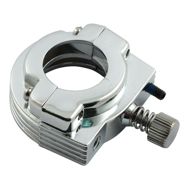 Throttle Clamp Set, Single Cable. Chrome Throttle Clamps Mcs