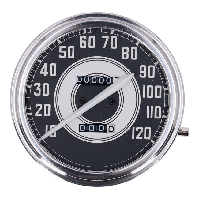 Fl Speedometer, ''41 45 Face'', Silver/Black. 2:1 Mph Speedometers Mcs