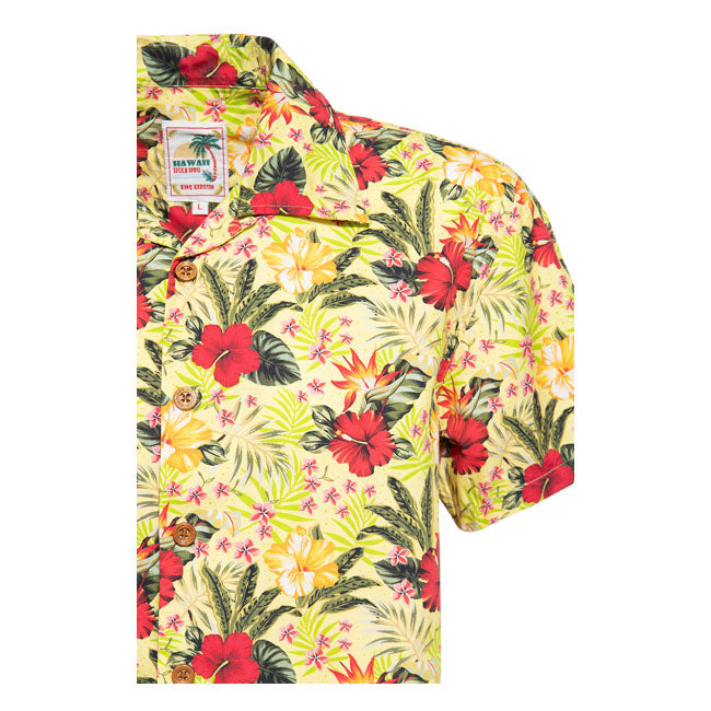 King Kerosin Aop Tropical Hawaiian Style Shirt Blazing Yello Shirts King Kerosin