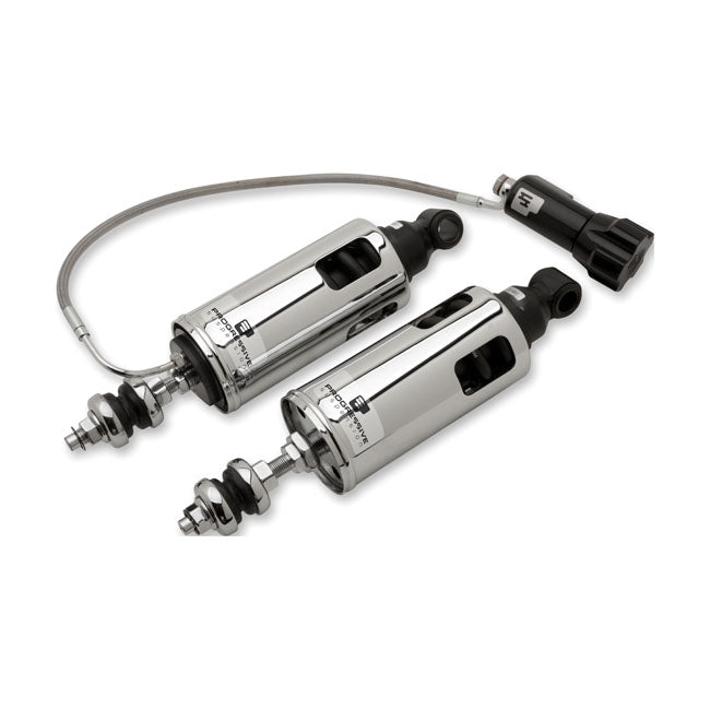 Progressive Suspension 422 Heavy Duty Series Rear Shocks With Remote Adjustable, Chrome - 00-17 Softail Shock Absorbers Progressive Suspension