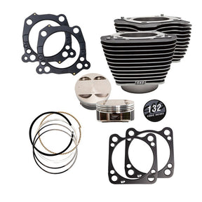 S&S, 132" big bore kit. Black cylinders / highlighted fins Cylinder And Piston Kits S&S Cycle