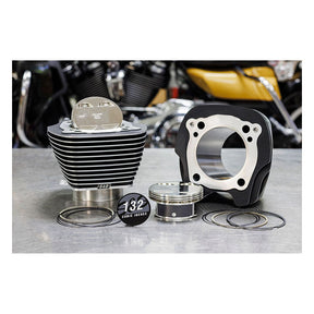 S&S, 132" big bore kit. Black cylinders / highlighted fins Cylinder And Piston Kits S&S Cycle