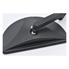Daytona, clamp-on D-Mirror-19 Half Moon. Black. L&R Mirrors Daytona
