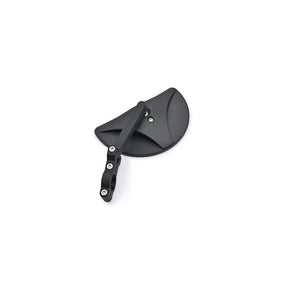 Daytona, clamp-on D-Mirror-19 Half Moon. Black. L&R Mirrors Daytona