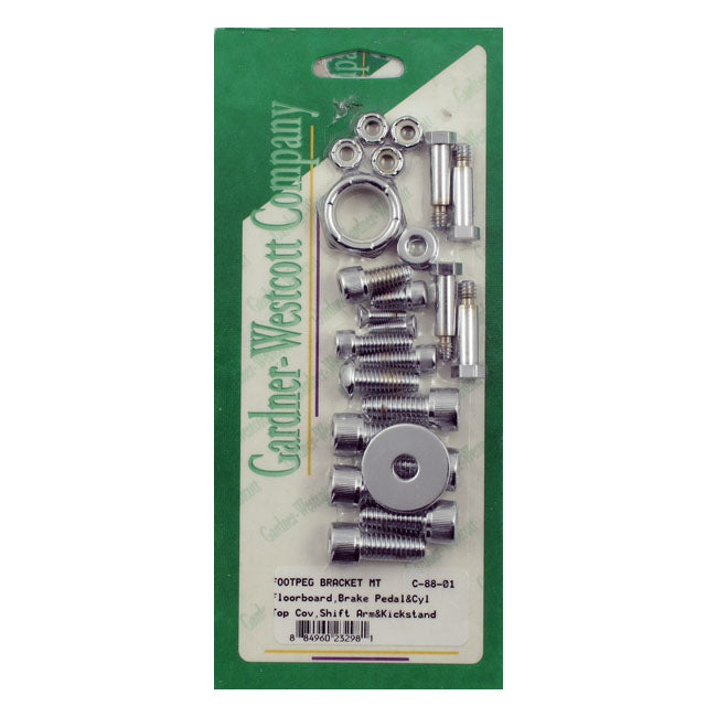 Gardner Westcott, Foot Peg Bracket Mount Kit. Chrome Footpegs Mounts Gardner Westcott