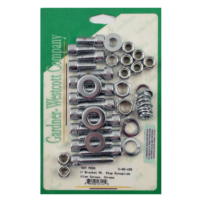 Gardner Westcott, Foot Peg & Bracket Mount Kit. Rear. Chrome Footpegs Mounts Gardner Westcott