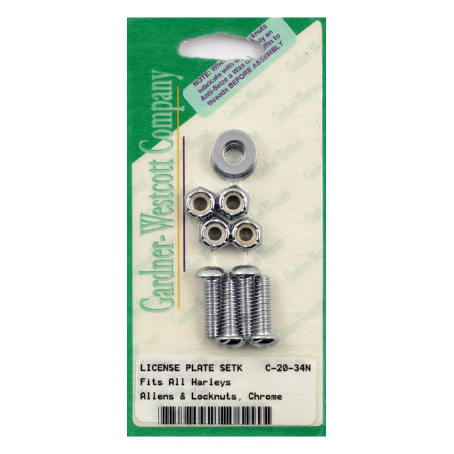 License Plate To Bracket Mount Kit. Chrome. Lock Nuts License Plate Mount Sets Gardner Westcott