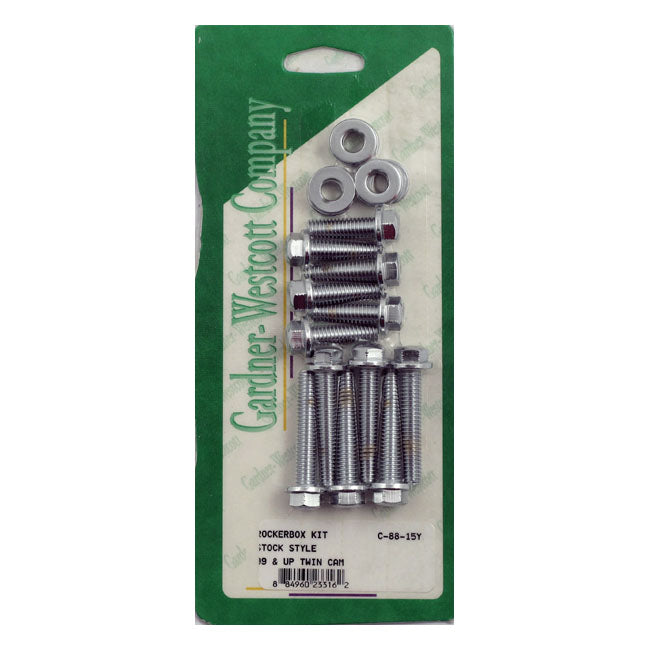 Gw, Rocker Box Top Bolt Kit. Flanged Hex, Chrome Rocker Box Bolt Kits Gardner Westcott